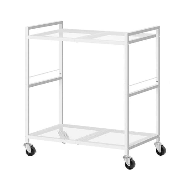 Yichuhaoxi Computer Tower Stand, PC Tower Stand Metal Rolling Cart Holds up to 40lbs, 2 Tier Mobile Printer Stand in White