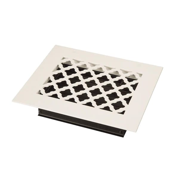 SteelCrest Tuscan 8 in. x 6 in. White/Powder Coat, Steel Floor Vent with Opposed Blade Damper