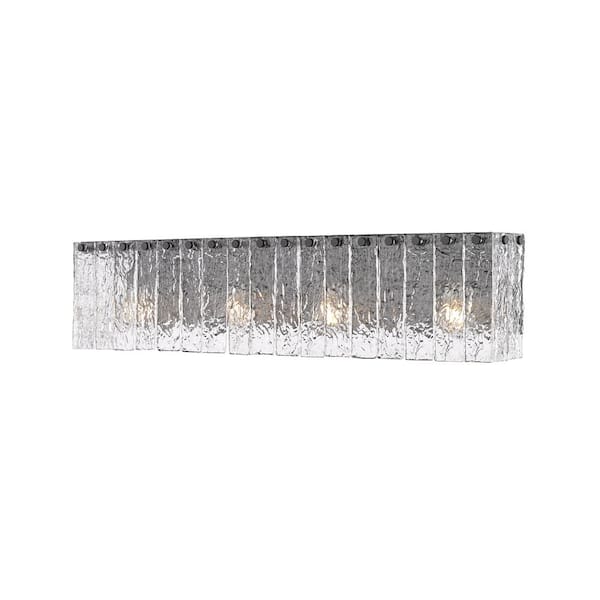 Glacier 31.25 in. 4 Light Matte Black Vanity Light with Clear Glass Shades