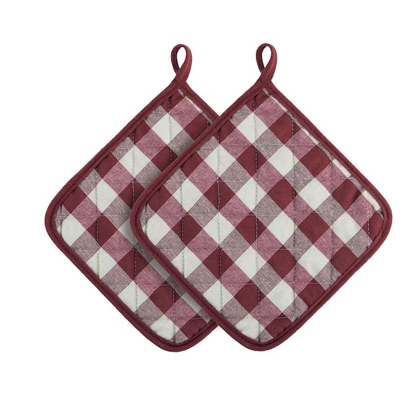 Silicone Oven Mitts and Pot Holders Heavy Duty Cooking Kitchen Rag Burgundy  6 Pc