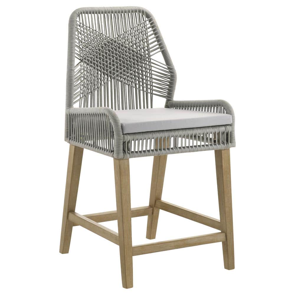 Nakia Dark Gray Woven Rope Back Counter Height Stools