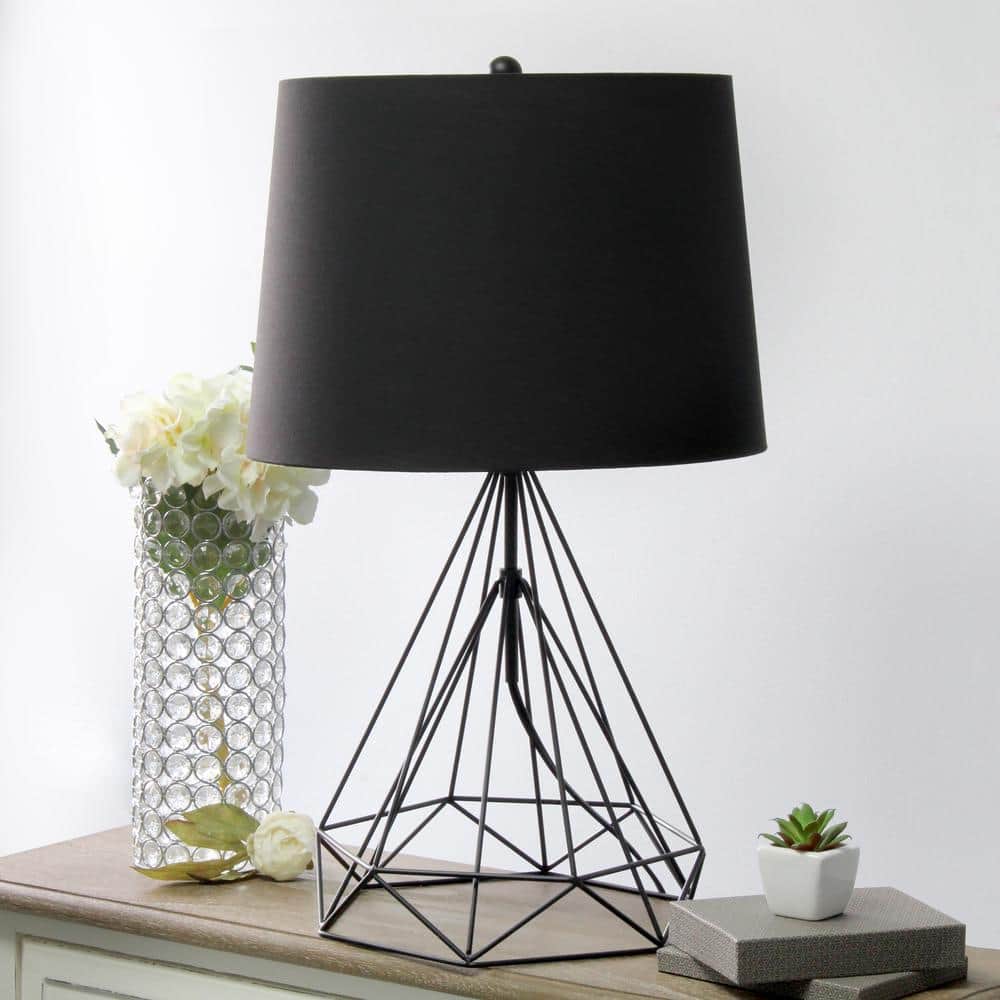 23.5 in. Black Matte Geometric Metal Table Lamp