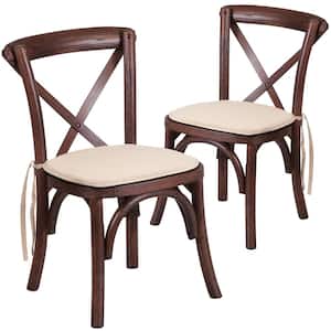 Mahogany Wood Cross Back Chair (Set of 2)