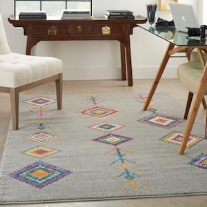 Passion Grey/Multi 4 ft. x 6 ft. Geometric Transitional Area Rug