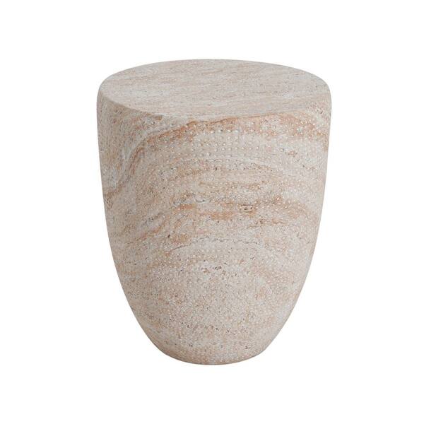 Outdoor/Indoor Lightweight Concrete Side Table, Travertine Finish