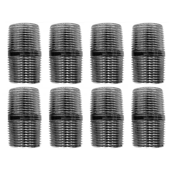 PIPE DECOR 3/4 in. x 1-1/2 in. Black Industrial Steel Grey Plumbing Nipple (8-Pack)