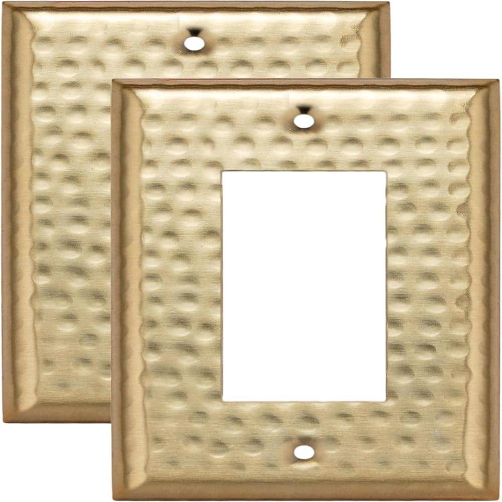 Hand Hammered 1-Gang Brushed Gold Single Decorator / Rocker Metal Wall Plate (2-Pack) price history on PriceWatchPro