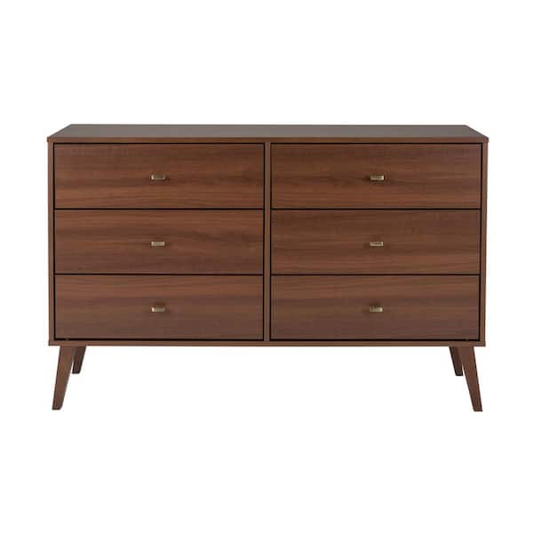 Prepac Milo Mid Century Modern Cherry 6-Drawer 52.5 in. Dresser