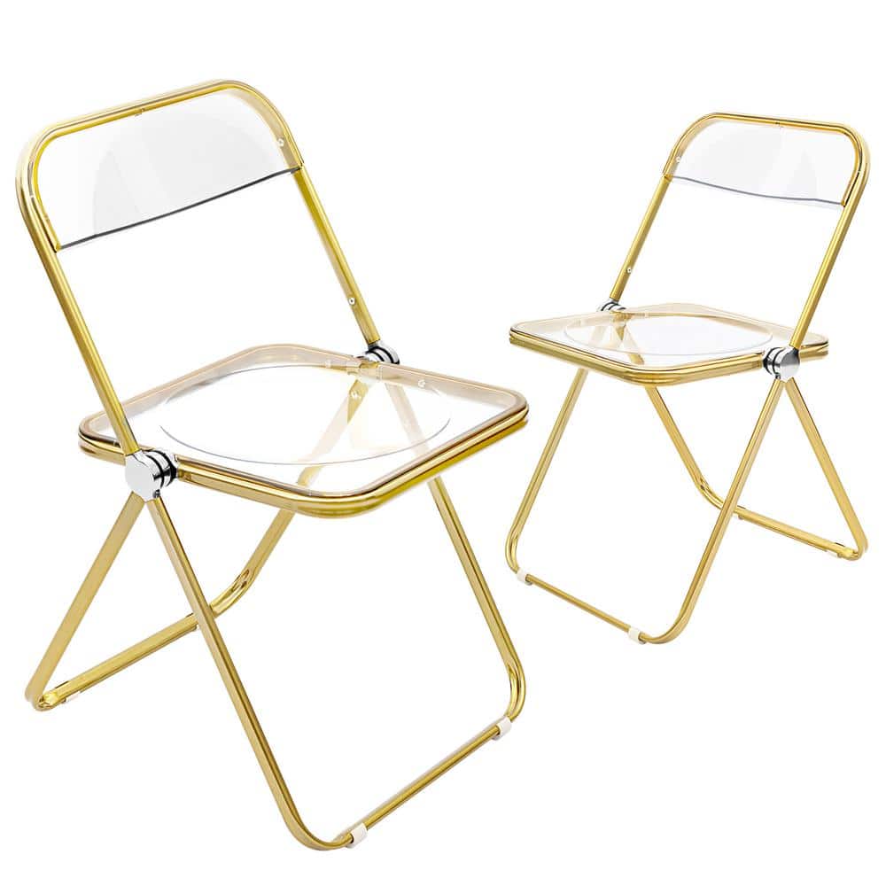 Modern Acrylic Stackable, Plastic Folding Dining Room Armless Chairs with G