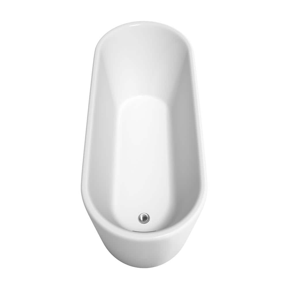 Ursula 67" White Acrylic Freestanding Soaking Bathtub with Chrome Faucet
