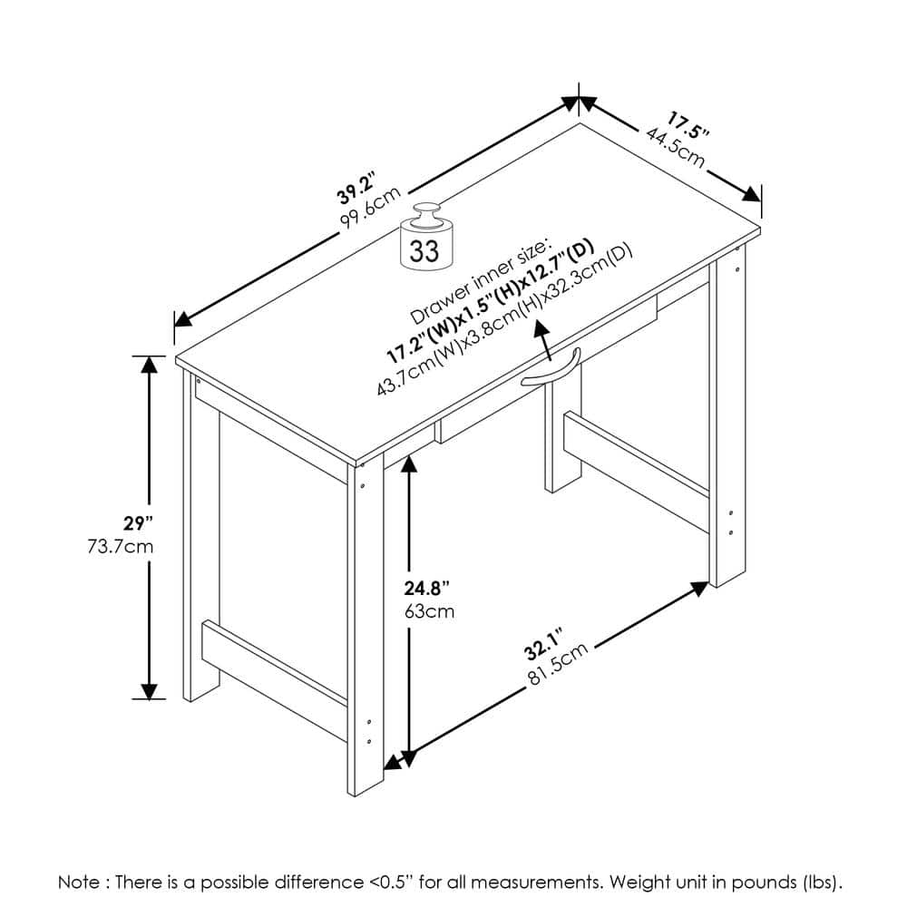White Wood Corner Writing Desk with Drawer
