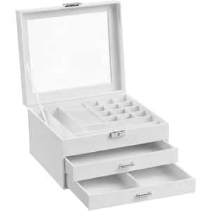 SONGMICS 5-Layer Jewelry Organizer with 3-Side Drawers with Big Mirror,  Cloud White and Metallic Gold JBC172W01 - The Home Depot