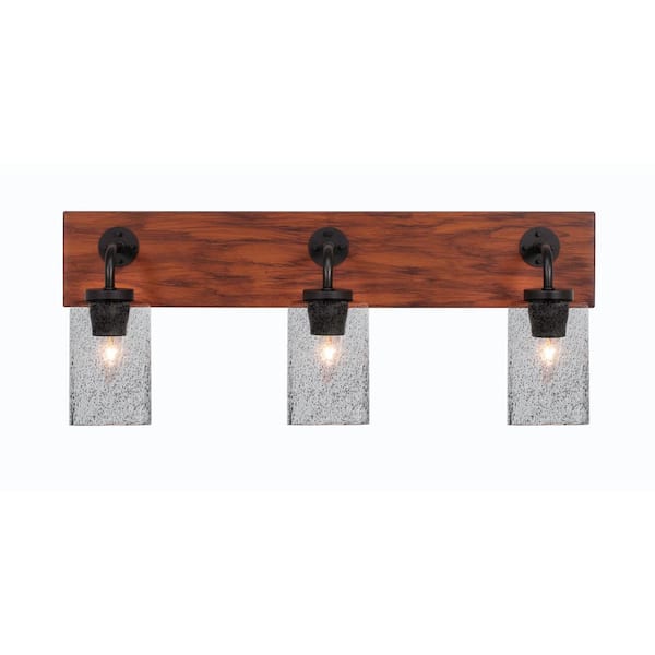 Unbranded Kirby 26 in. 3-Light Matte Black and Painted Wood-look Metal Vanity Light