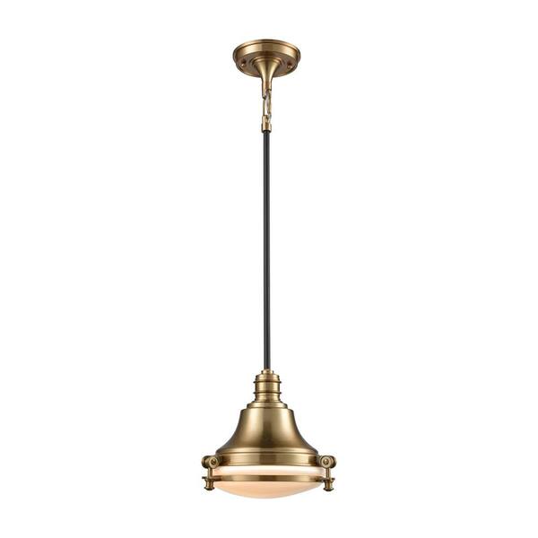 Titan Lighting Riley 1-Light Satin Brass and Oil Rubbed Bronze Pendant