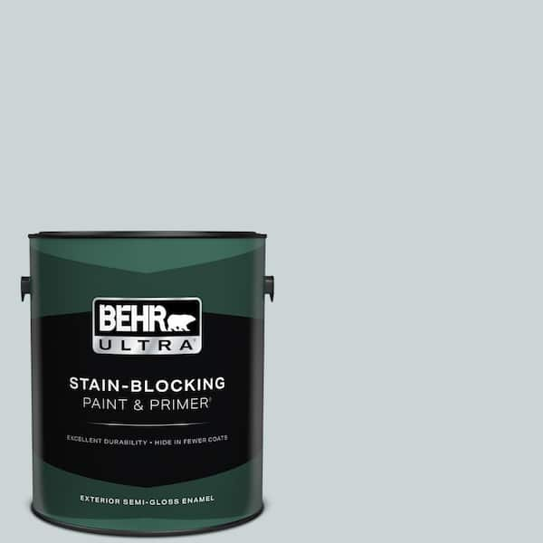 BEHR ULTRA 1 gal. #N470-1 Ash Blue Semi-Gloss Enamel Exterior Paint & Primer