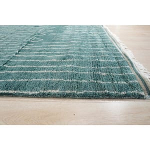 Green 4 ft. x 8 ft. Hand Knotted Wool Transitional Moroccan Area Rug