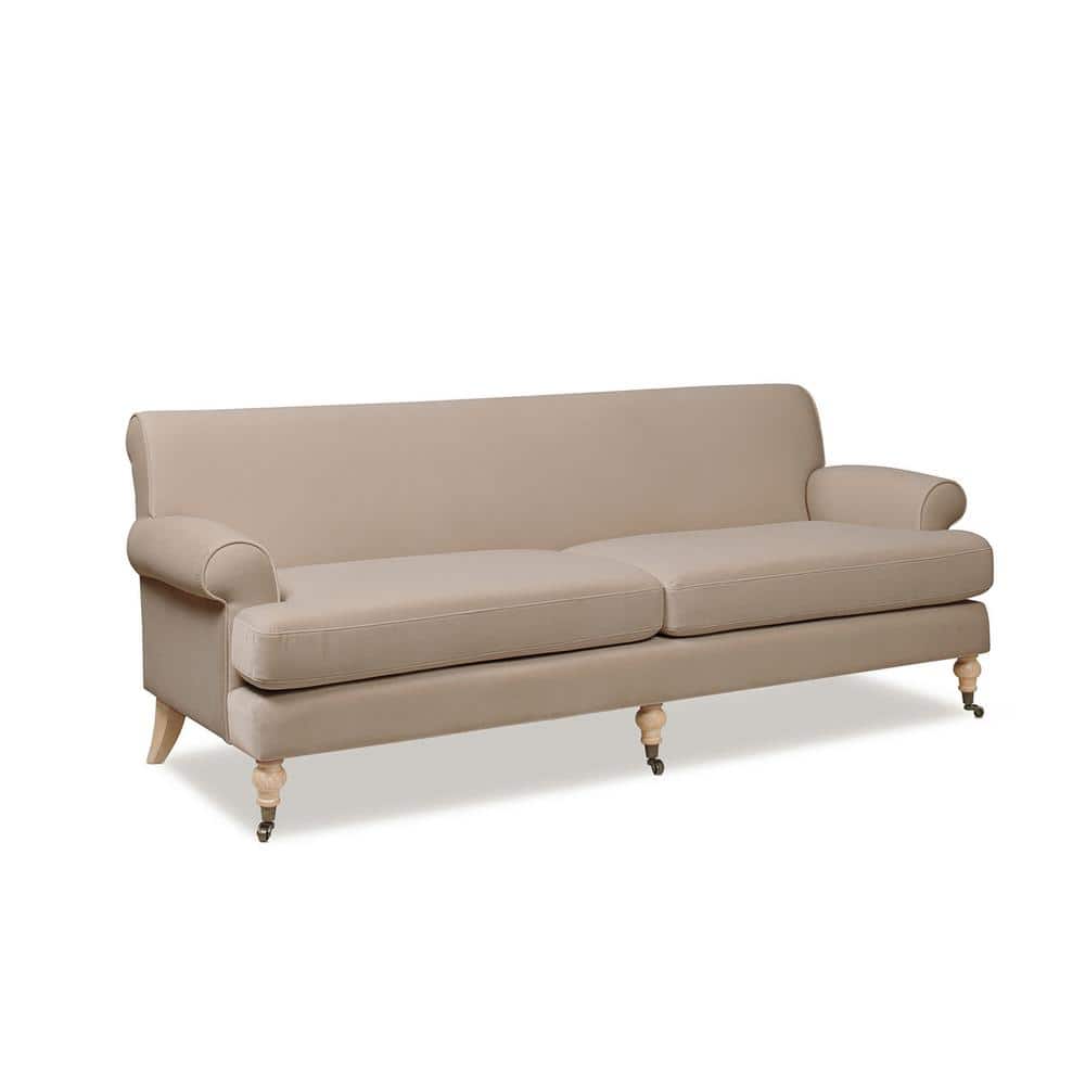 Mink Beige Velvet Lawson Sofa with Rolled Arms