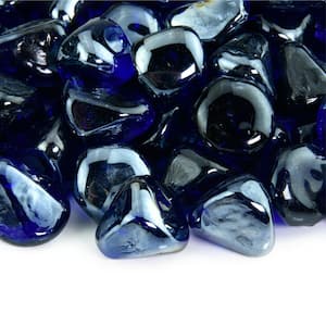1 in. 10 lbs. Deep Sea Blue Fire Glass Diamonds for Indoor and Outdoor Fire Pits or Fireplaces