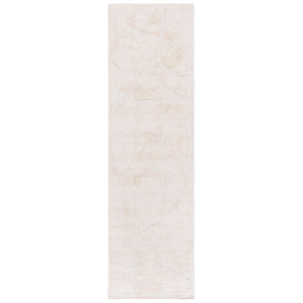 Senter Ivory Machine Rug SAFAVIEH Easy Care 2 ft. x 9 ft. Ivory Machine Washable High-Low ...