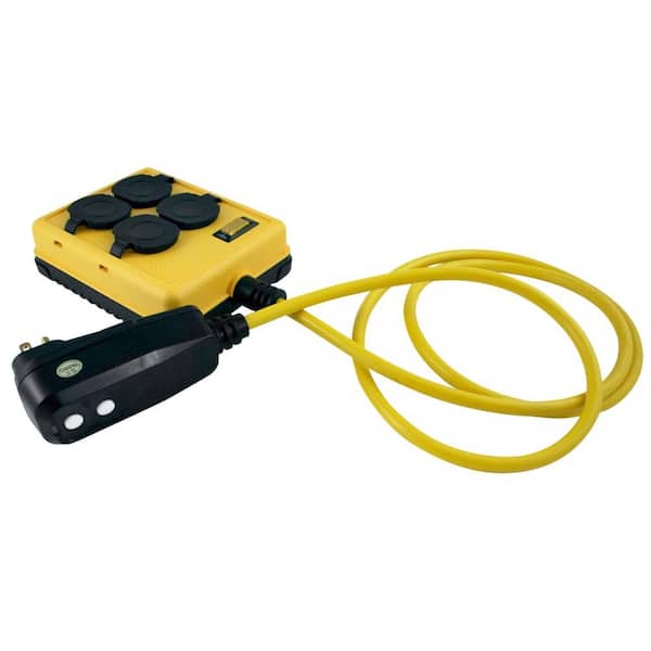 Yellow Jacket 6 ft. 14/3 SJTW Right Angle GFCI 4-Outlet Power Block