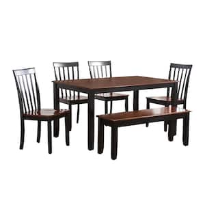Bloomington 6-Piece Rectangular Black and Cherry Solid Hardwood Dining Set