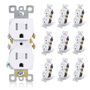 15 Amp Tamper-Resistant Duplex Outlet, with Midway Wall Plate White (10-Pack)