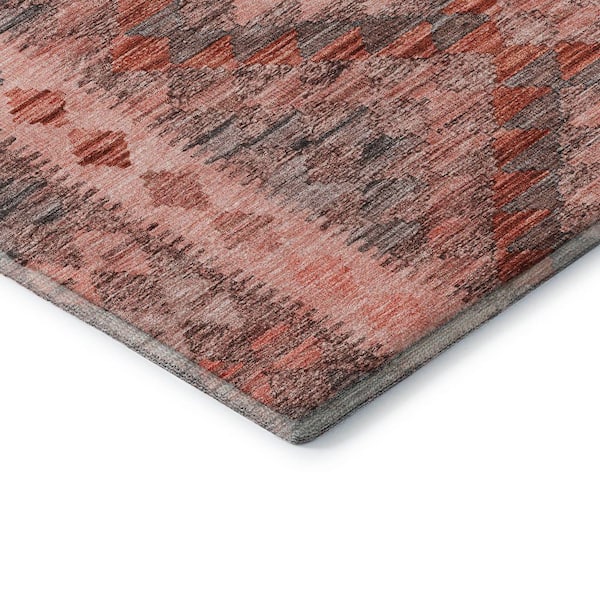 Mayfield Premium Machine Washable Abstract AMF1226 Terracotta 2 ft. 3 in. x 7 ft. 6 in. Runner Rug