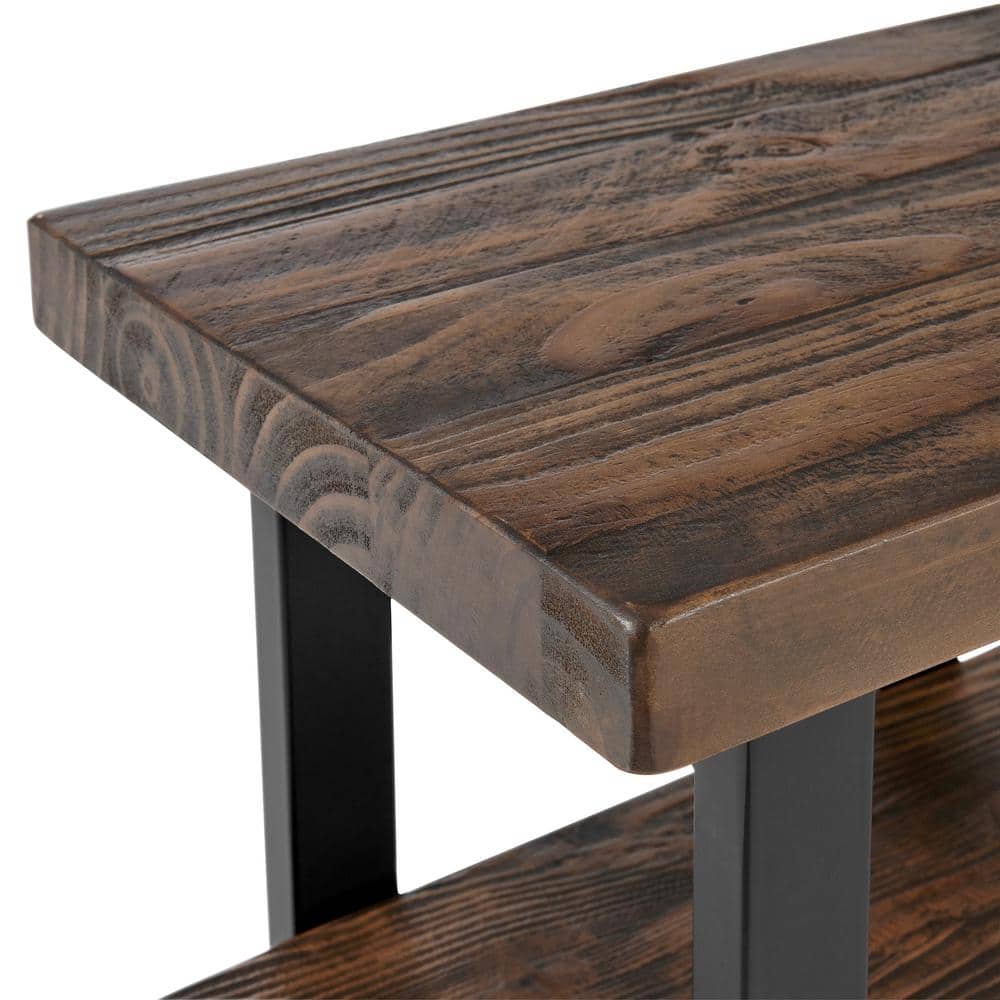 Pomona Rustic Natural 18.5" Reclaimed Wood and Metal End Table
