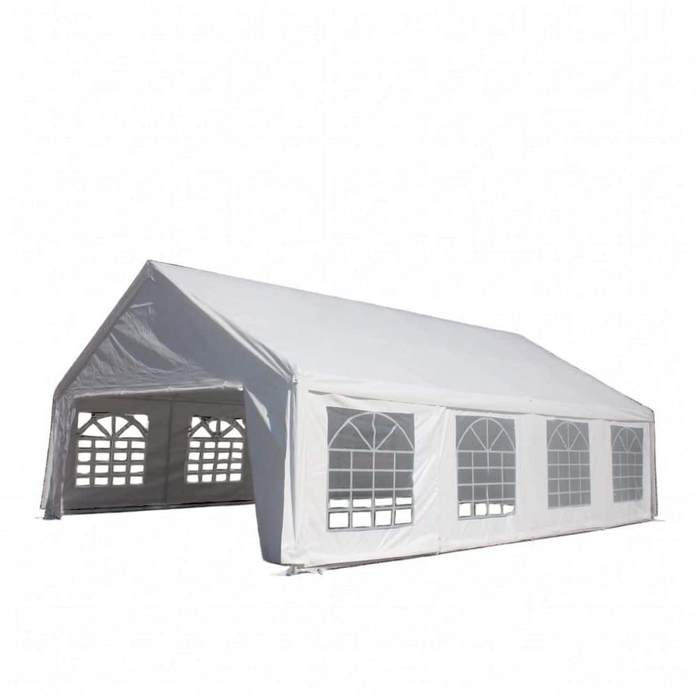20 ft. x 30 ft. x 11 ft. White Roof Steel Carport Heavy Duty Party Wedding Tent Backyard Party Tent UV Protect Coverage price history on PriceWatchPro