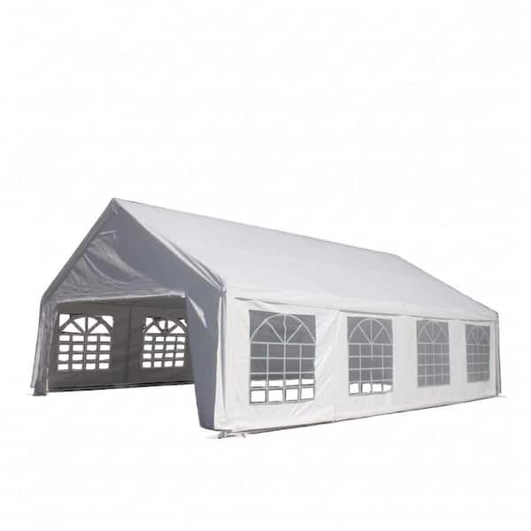 20 ft. x 30 ft. x 11 ft. White Roof Steel Carport Heavy Duty Party Wedding Tent Backyard Party Tent UV Protect Coverage