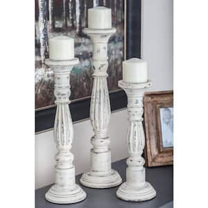 White Mango Wood Candle Holder (Set of 3)