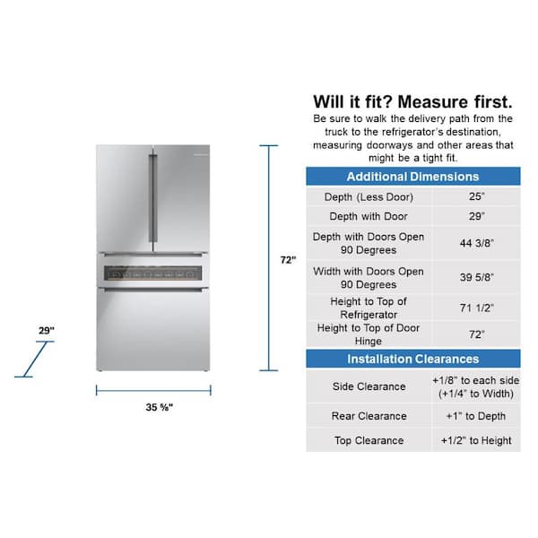 Bosch 800 Series 36 in. 21 cu. ft. Smart Counter Depth French Door