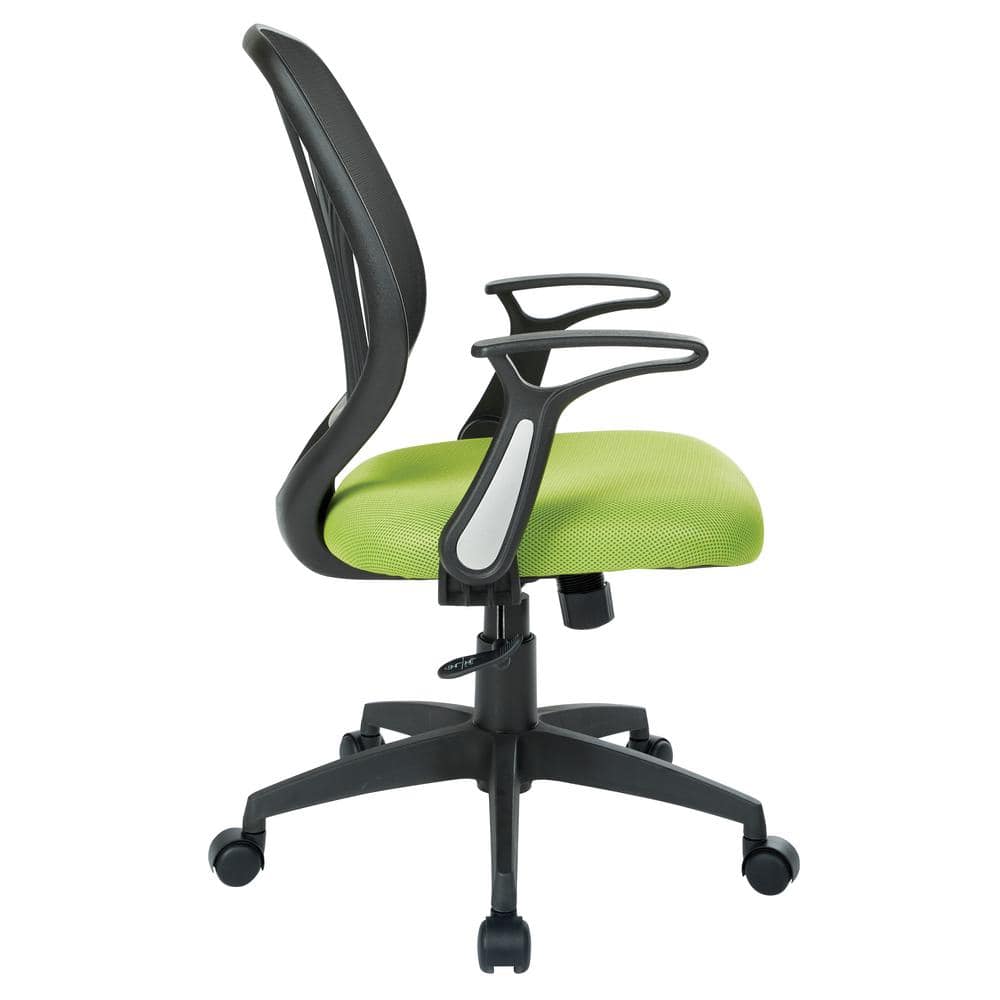 High-Back Swivel Task Chair with Adjustable Arms in Green Mesh