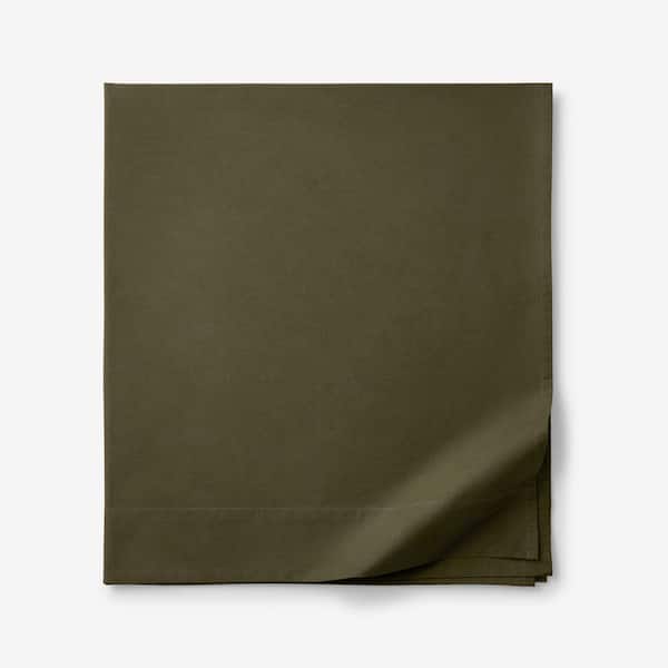 Company Cotton Garment Wash Olive Cotton Percale King/California King Flat Sheet