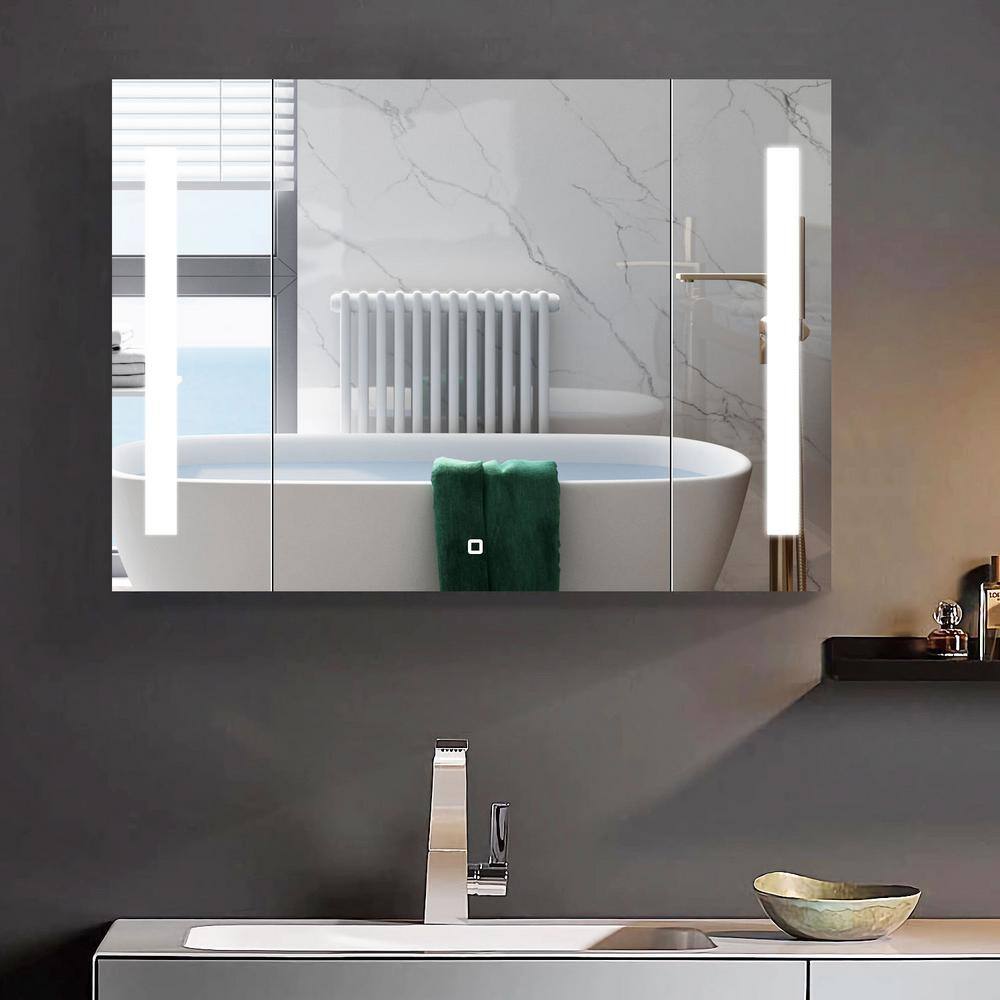 36 in. W x 26 in. H Large Rectangular Black Framed Aluminium Surface Mount 