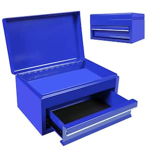 10 in. Mini Portable Steel Tool Box with Drawer for Home, Garage or Workbench, Blue