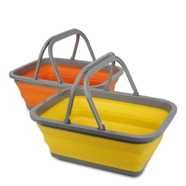 2-Pack 8.5 L Collapsible BPA-Free TPR Wash Basin Set for Camping, Hiking, Boating, and Home Use