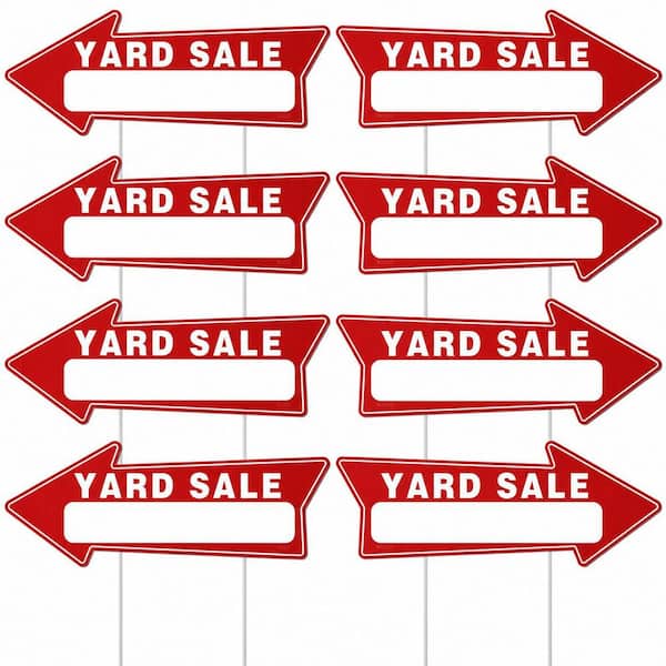 7 Pack Double-Sided Yard Sale Signs with 14 Metal Stakes Waterproof Plastic Directional Garage Sale Arrows