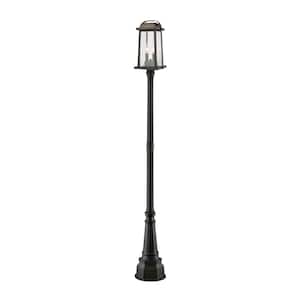 Millworks 97 in. 2 Light Oil Bronze Aluminum Hardwired Outdoor Weather Resistant Post Light Set with No Bulb Included