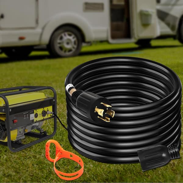 50 ft. 30 Amp Generator Extension Cord SJTW 10 AWG 4-Prong NEMA L14-30P 125/250-Volt Heavy Duty w/ Twist Lock Connector