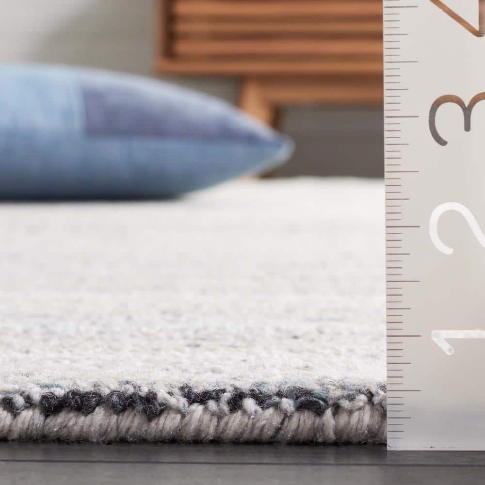 Handmade Blue and Beige Abstract Wool Area Rug, 6' x 6'