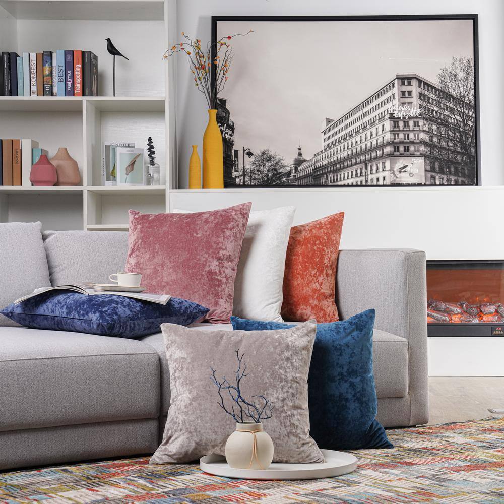Navy Crushed Velvet Square Throw Pillow 20" x 20"
