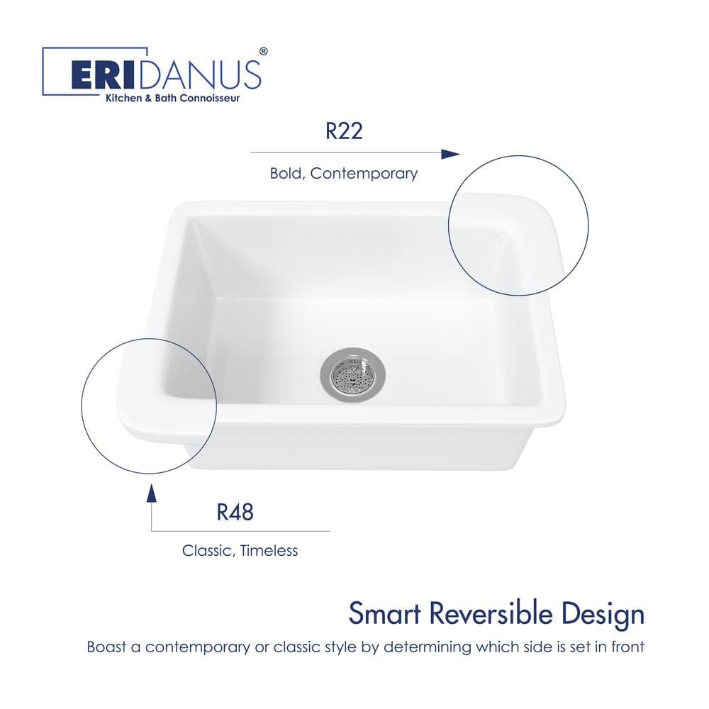 Oslo White Fireclay Single Bowl Drop-In Kitchen Sink