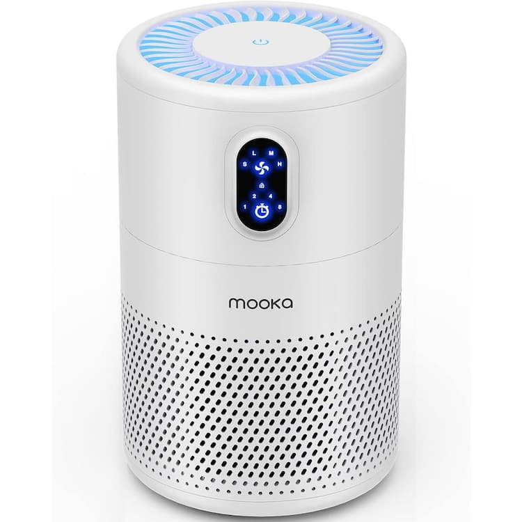 Mooka Tabletop Air Purifier for Home Large Room up to 430 sq. ft. with H13 True HEPA Air Filter, White