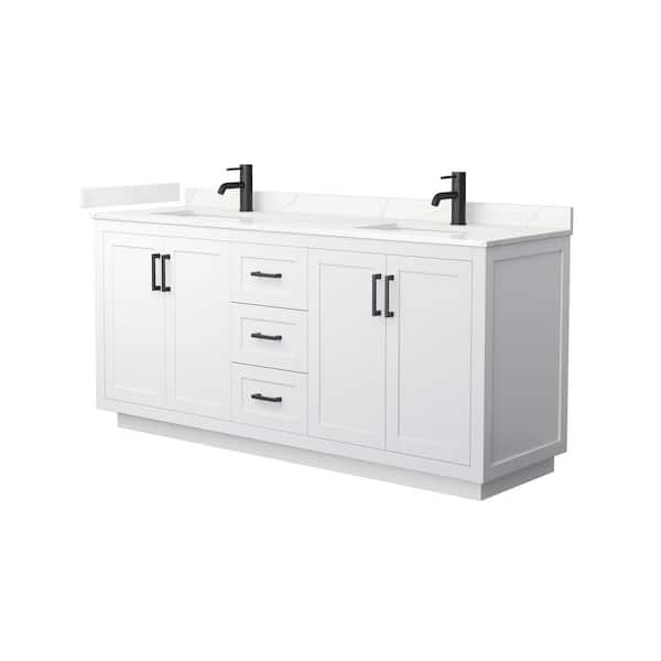 Wyndham Collection Miranda 72 in. W x 22 in. D x 33.75 in. H Double Bath Vanity in White with Giotto Quartz Top