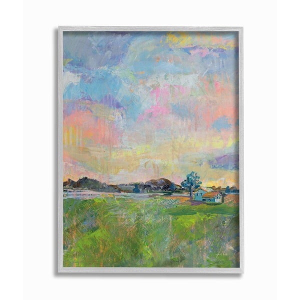 Stupell Industries Spring Meadow Sky with Field House Pastel Painting by  Jeanette Vertentes Framed Nature Wall Art Print 16 in. x 20 in.  aa-883_gff_16x20 - The Home Depot