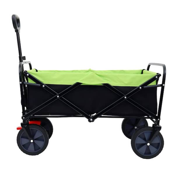 5.3 cu. ft. 360 lbs. Capacity Heavy Duty Steel Garden Cart in Black and Green with Wheels, Foldable, Portable