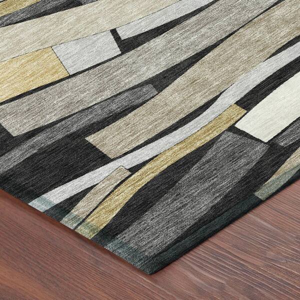 Chantille Machine Washable Indoor/Outdoor Abstract ACN2776 Black 10 ft. x 14 ft. Area Rug