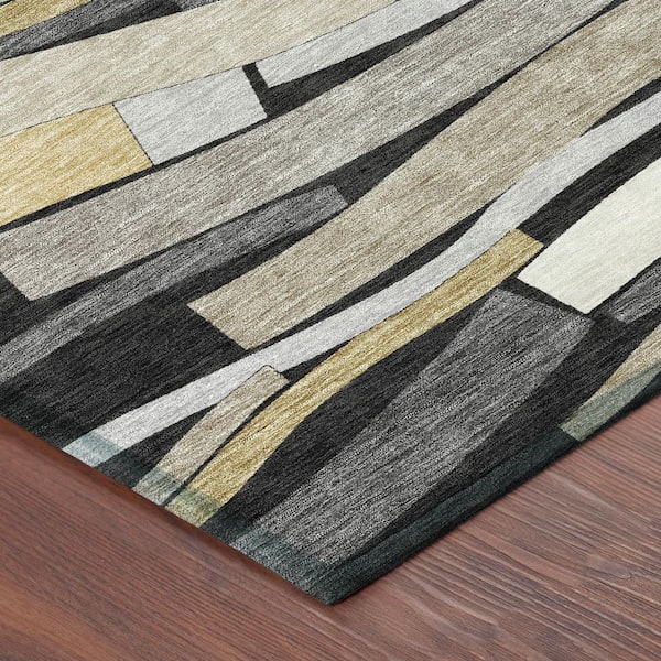 Chantille Machine Washable Indoor/Outdoor Abstract ACN2776 Black 5 ft. x 7 ft. 6 in. Area Rug