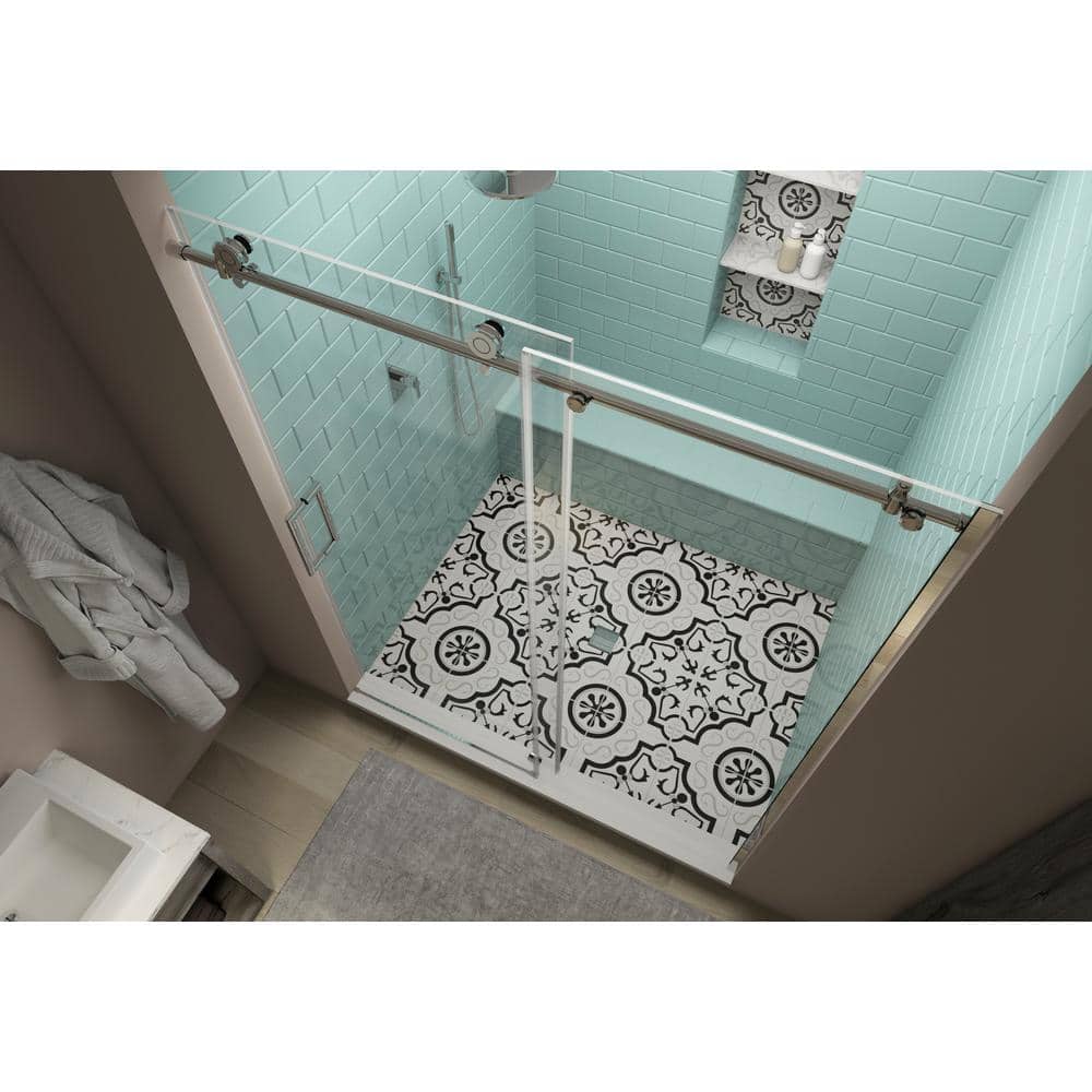 Coraline XL Frameless Sliding Shower Door with Clear Glass and Chrome Finish